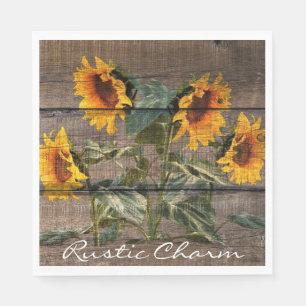 Rustic Barn Wood Sunflower Napkins