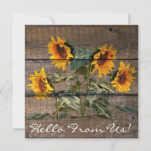 Rustic Barn Wood Sunflower Note Card