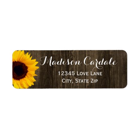 Rustic Barn Wood Sunflower Return Address Labels