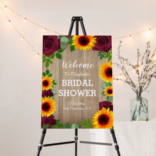 Rustic Barn Wood Sunflower Roses Bridal Shower Foam Board
