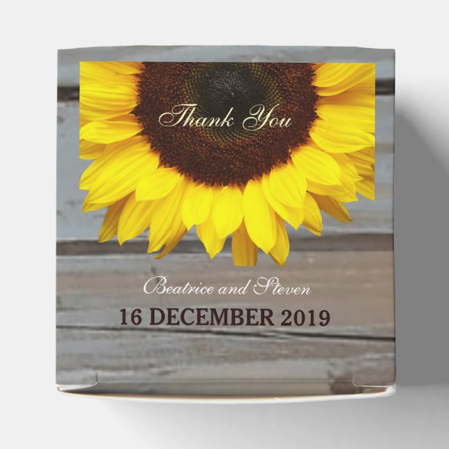 Rustic Barn Wood Sunflower Wedding Favor Box (Top)