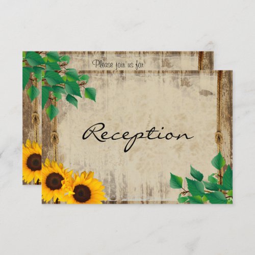 Rustic Barn Wood Sunflower Wedding _ Reception Invitation