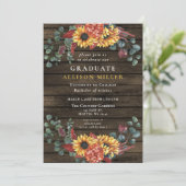 Rustic Barn Wood Sunflowers Graduation Party Invitation (Standing Front)