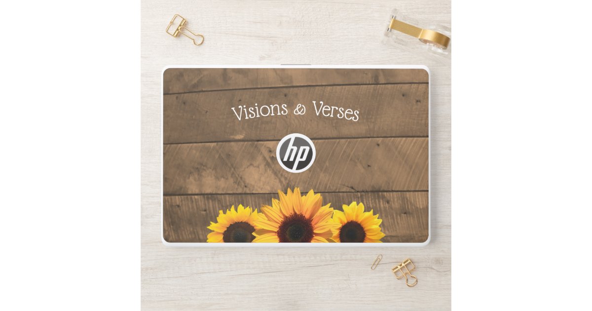 Rustic Barn Wood & Sunflowers Personalized HP Laptop Skin | Zazzle