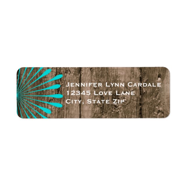 Rustic Barn Wood Teal Flower Address Labels (Front)