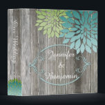 Rustic Barn Wood Teal Green Petals Wedding Album 3 Ring Binder<br><div class="desc">Rustic Gray Barn Wood with Modern Teal and Spring Green Petals and Teal Floral Frame with a FAUX burlap texture Wedding Photo Album / Wedding Planner. Personalize with your own information. If you need to move the text, or change the size, font, or color, click Customize It. Please note: This...</div>