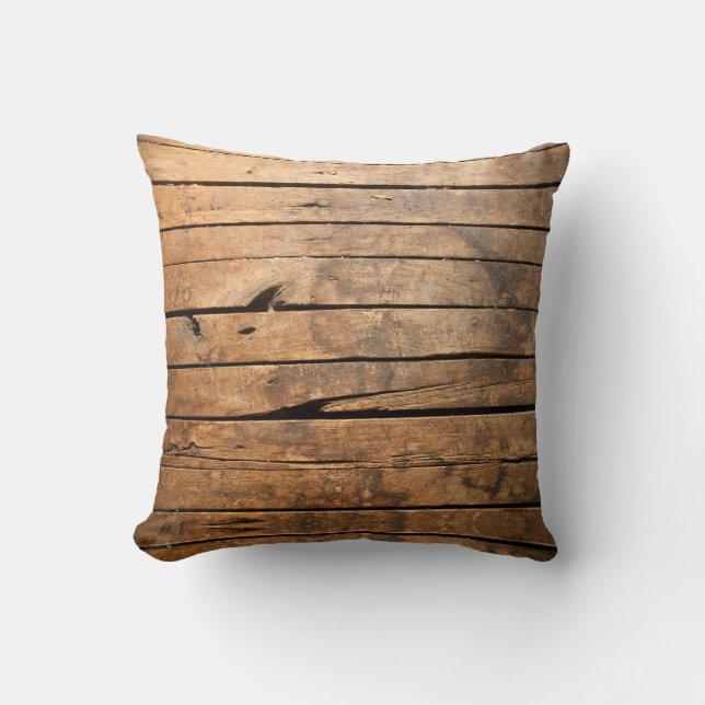 Rustic Barn Wood Throw Pillow (Front)