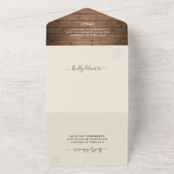 Rustic Barn Wood Twinkle Lights Wedding All In One Invitation | Zazzle