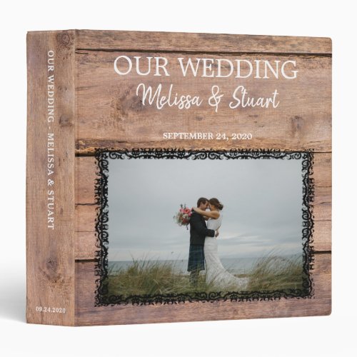 Rustic barn wood vintage photo Wedding album 3 Ring Binder