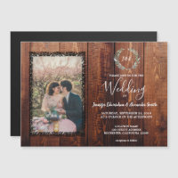 Rustic barn wood vintage photo wedding magnetic