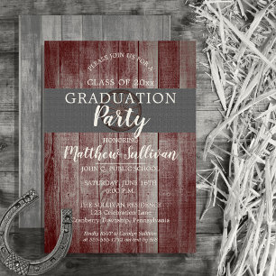 Rustic Barn Wood Wagon Wheel Graduation Party Invitation