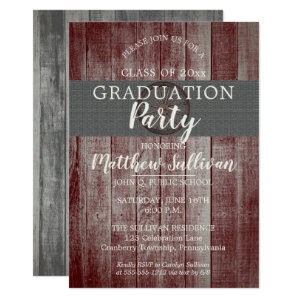 Rustic Barn Wood Wagon Wheel Graduation Party Invitation