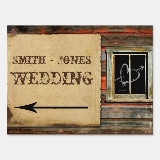Rustic Barn Wood Wedding Direction Sign (Front)