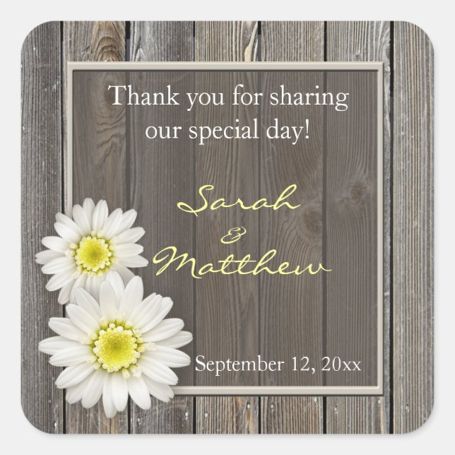 Rustic Barn Wood Wedding Favor Stickers (Front)