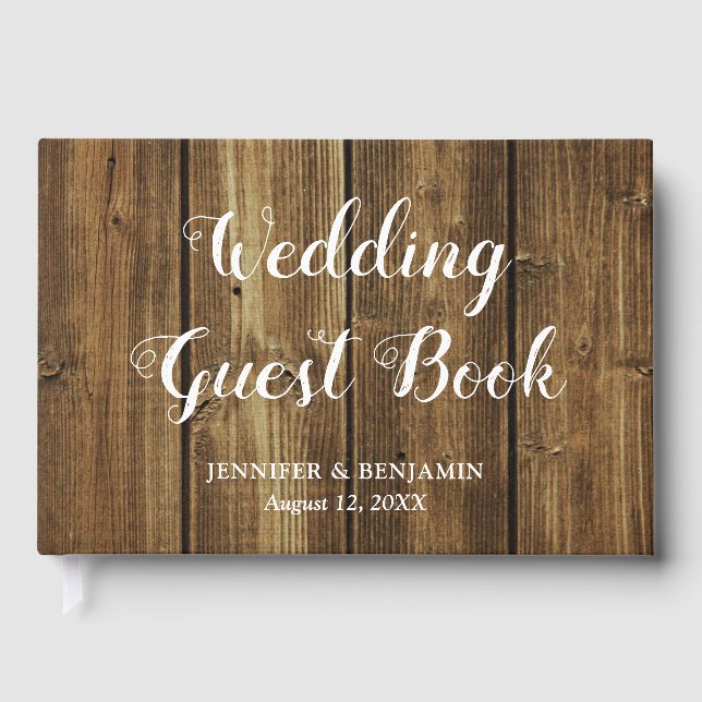 Rustic Barn Wood Wedding Guest Book (Front)