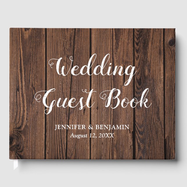Rustic Barn Wood Wedding Guest Book (Front)