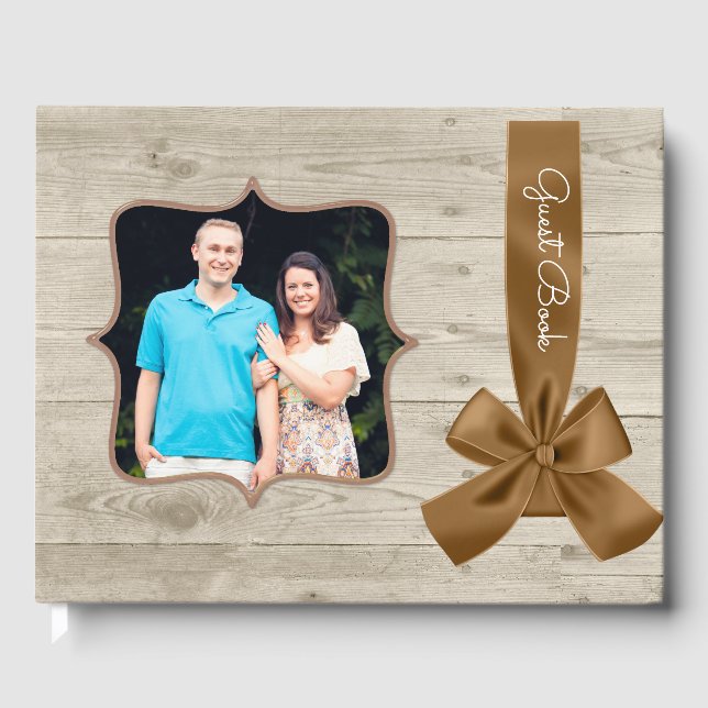Rustic Barn Wood Wedding Guest Book (Front)