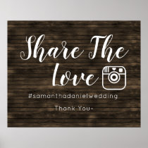 Rustic Barn Wood Wedding Instagram sharing sign