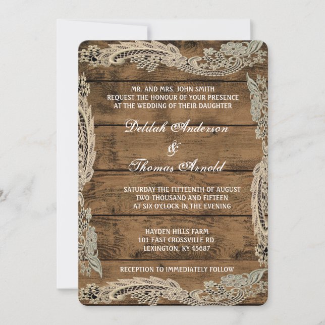 Rustic Barn Wood Wedding Invitation (Front)