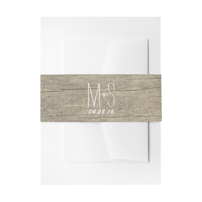 Rustic Barn Wood Wedding Invitation Belly Band (Front Example)