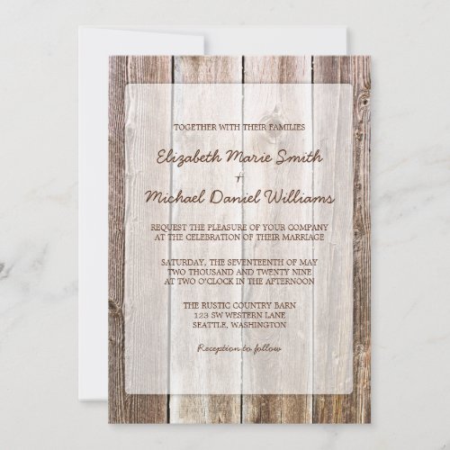 Rustic Barn Wood Wedding Invitations