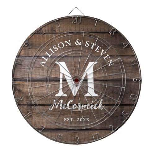 Rustic Barn Wood Wedding Newlyweds Custom Dart Board