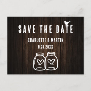 Rustic Barn Wood Wedding Save The Date Postcard