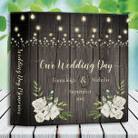 Rustic Barn Wood Wedding Scrapbook Album 3 Ring Binder<br><div class="desc">Cherish your wedding photos in this scrapbook album with old, dark barn wood background with hanging string lights above and antique white floral bouquet corners at bottom left and right on front and back. To Customize anything, use the personalize button, and if you wish to click the Customize further link....</div>