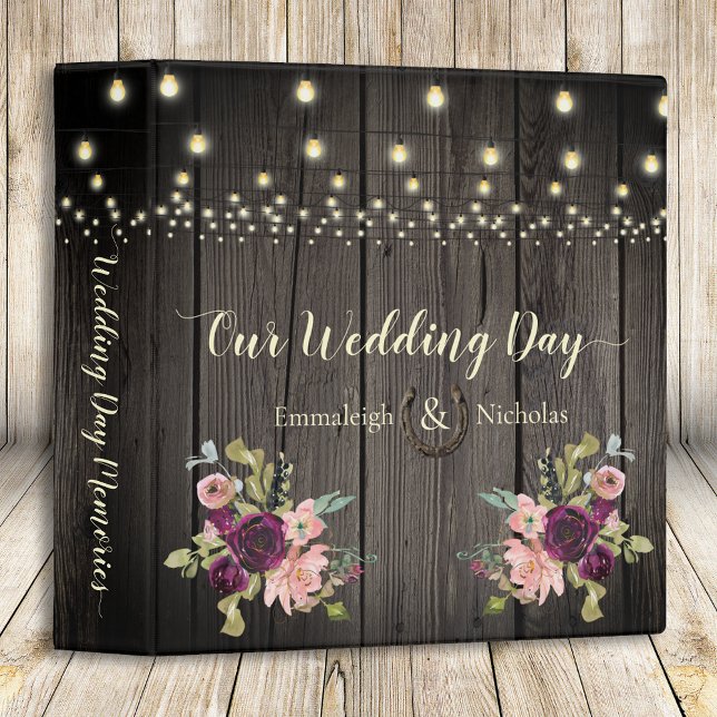 Rustic Barn Wood Wedding Scrapbook Album 3 Ring Binder (Creator Uploaded)