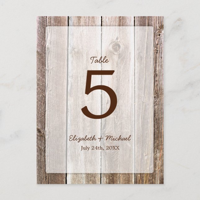 Rustic Barn Wood Wedding Table Number (Front)