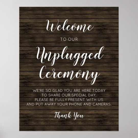 Rustic Barn Wood Wedding Unplugged Ceremony Signs Zazzle Com