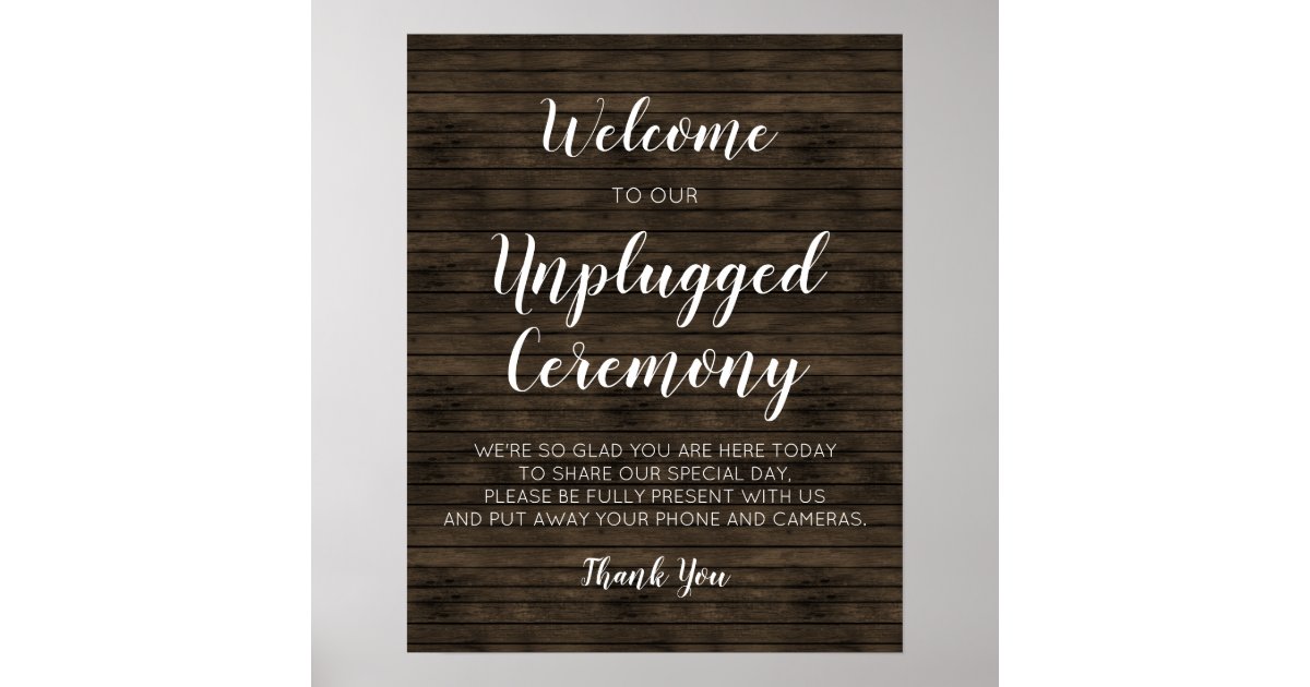 Rustic Barn Wood Wedding Unplugged Ceremony Signs Zazzle Com