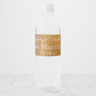 Rustic Barn Wood Wedding Water Bottle Label