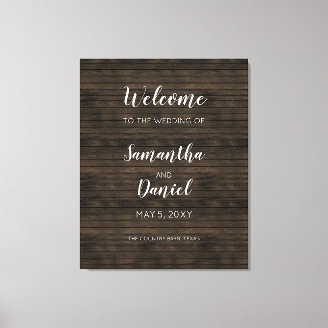 Rustic Barn Wood Wedding Welcome Sign (Front)