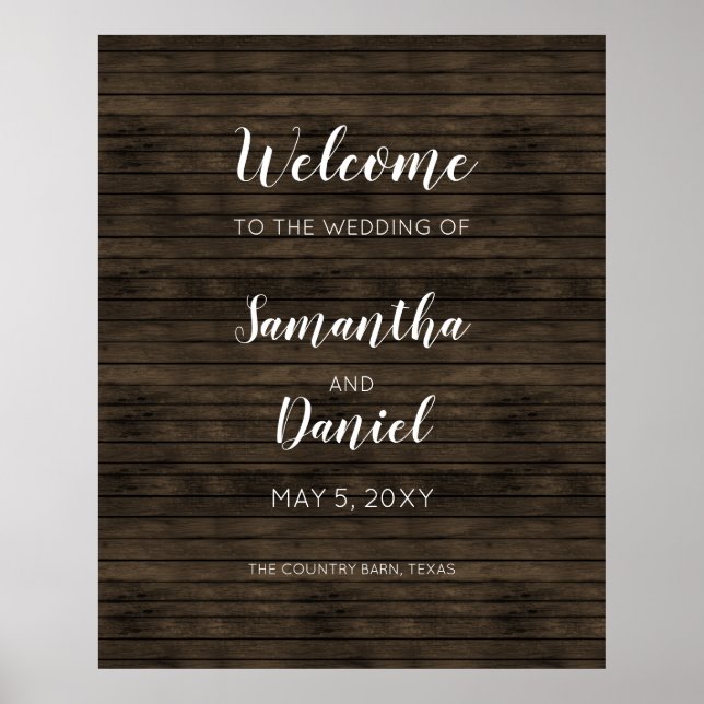 Rustic Barn Wood Wedding Welcome Sign (Front)
