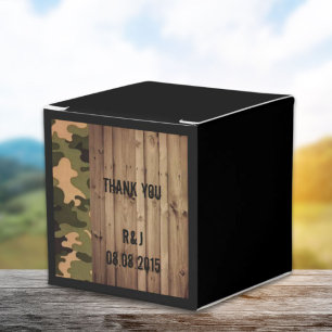 rustic barn wood western country Camo Wedding Favor Boxes