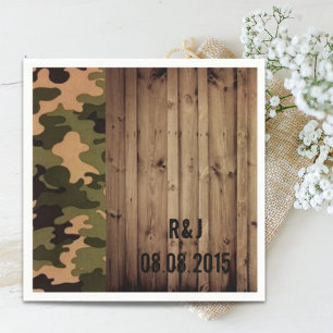 rustic barn wood western country Camo Wedding Napkins