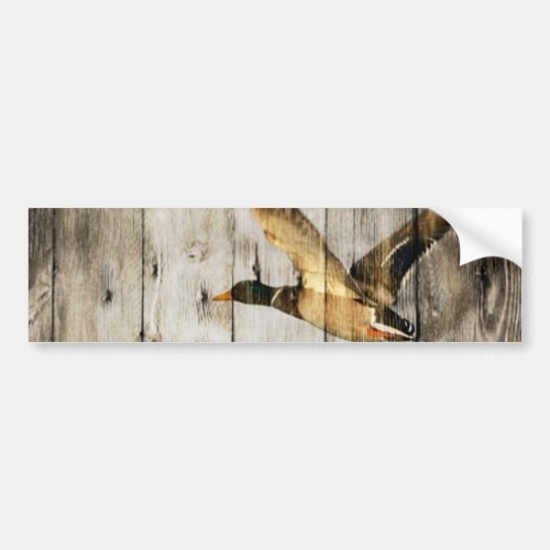 Rustic Barn wood Western Country flying Wild Duck Bumper Sticker