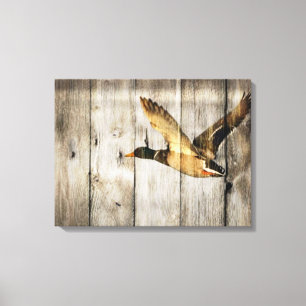 Rustic Barn wood Western Country flying Wild Duck Canvas Print