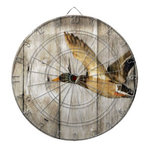 Rustic Barn wood Western Country flying Wild Duck Dartboard With Darts