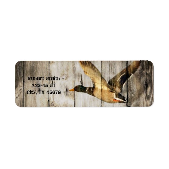 Rustic Barn wood Western Country flying Wild Duck Label (Front)
