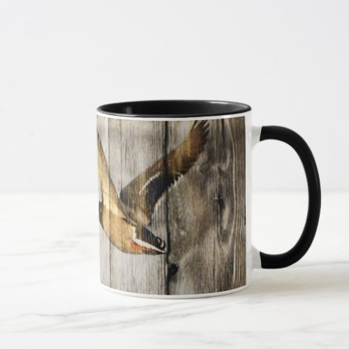 Rustic Barn wood Western Country flying Wild Duck Mug