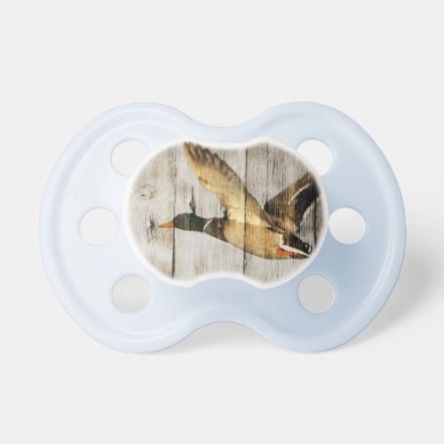 Rustic Barn wood Western Country flying Wild Duck Pacifier