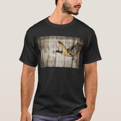 Rustic Barn wood Western Country flying Wild Duck T_Shirt