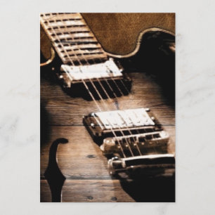 Rustic Barn Wood Western Country Music Guitar Invitation