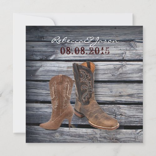 Rustic Barn Wood Western Cowboy wedding Announcement