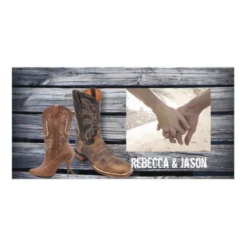 Rustic Barn Wood Western Cowboy wedding Card