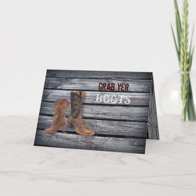Rustic Barn Wood Western Cowboy wedding Invitation (Front)