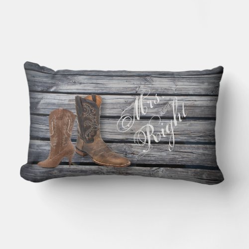 Rustic Barn Wood Western Cowboy wedding Lumbar Pillow