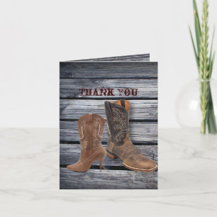 Rustic Barn Wood Western Cowboy wedding thank you